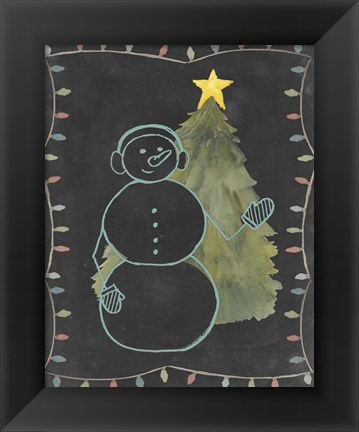 Framed Chalkboard Snowman II Print