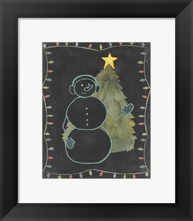 Framed Chalkboard Snowman II Print