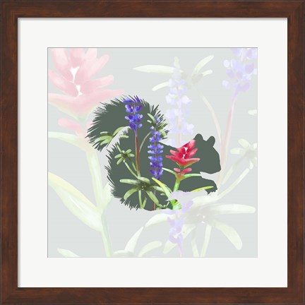 Framed Green Floral Squirrel Print