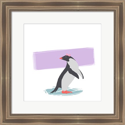 Framed Minimalist Penguin, Girls Part I Print