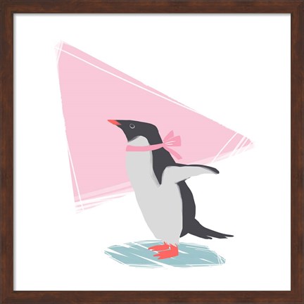 Framed Minimalist Penguin, Girls Part III Print