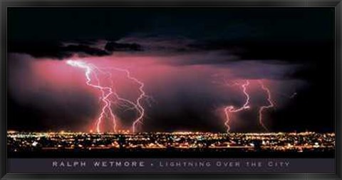 Framed Lightning Over the City Print