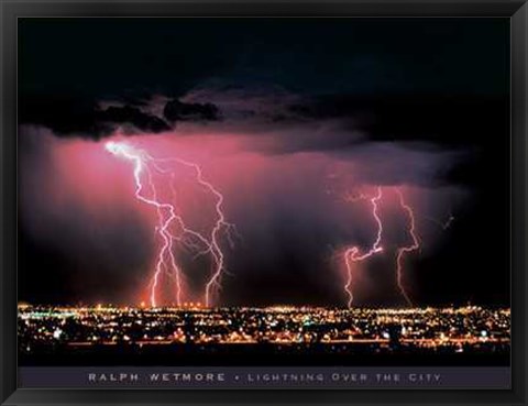 Framed Lightning Over the City Print