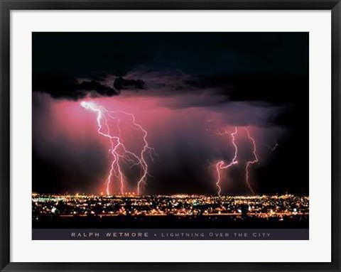 Framed Lightning Over the City Print