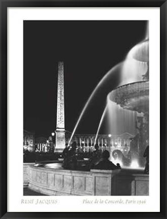 Framed Rene Jacques - Place de la Concorde, Paris 1946 Size 23.75x31.5 Print