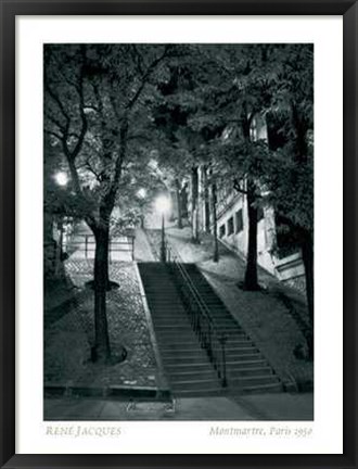 Framed Rene Jacques - Montmartre, Paris 1950 Size 23.75x31.5 Print