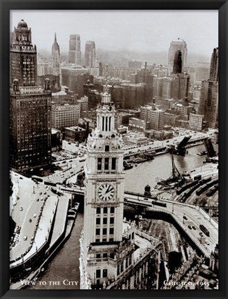 Framed View to the City Chicago 1955 Print