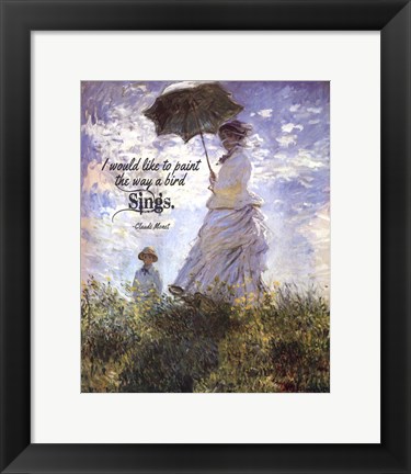 Framed Monet Quote Madame Monet and Her Son Print