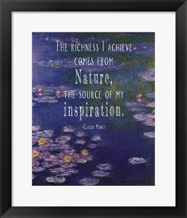 Framed Monet Quote Waterlilies at Giverny Print