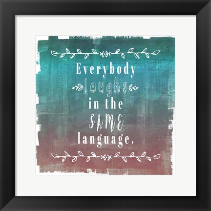 Framed Ombre Everybody Laughs Teal Print