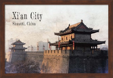 Framed Vintage Xi&#39;an City, China, Asia Print