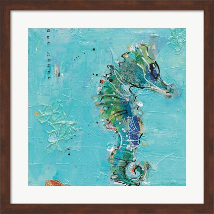 Framed Little Seahorse Blue Print