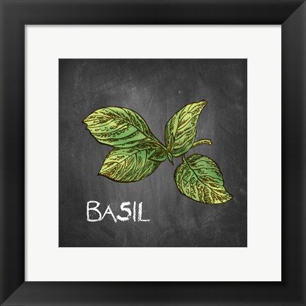 Framed Basil on Chalkboard Print