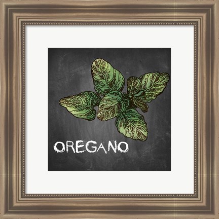 Framed Oregano on Chalkboard Print