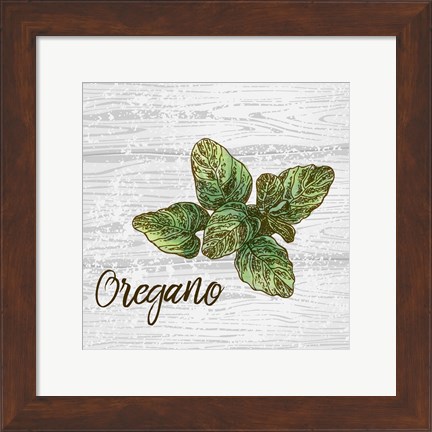 Framed Oregano on Wood Print