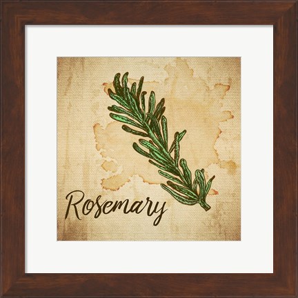 Framed Rosemary on Burlap Print