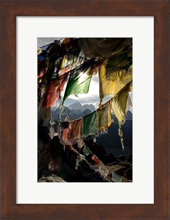 Framed Prayer flags on Summit of Gokyo Ri, Everest region, Mt Everest, Nepal Print