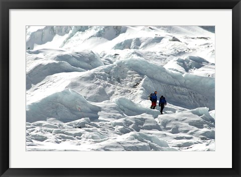 Framed Climbers Return to Base Camp from Khumbu Icefall climbing, Mt Everest Print