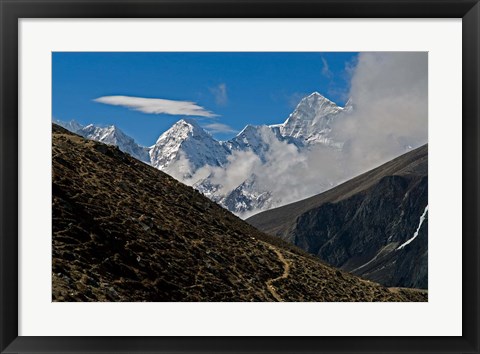 Framed Everest Base Camp Trail snakes along the Khumbu Valley, Nepal Print