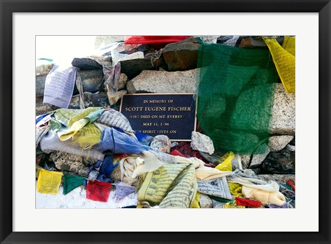 Framed Chorten with in prayer flags, Mt Everest, Nepal Print