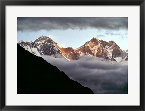 Framed Nepal, Sagarmatha NP, Mt Everest, Lotse and Nuptse Print