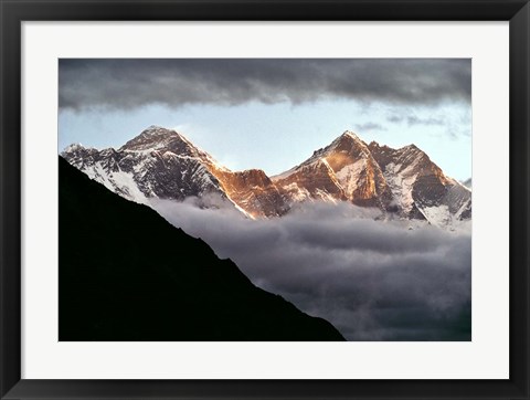 Framed Nepal, Sagarmatha NP, Mt Everest, Lotse and Nuptse Print