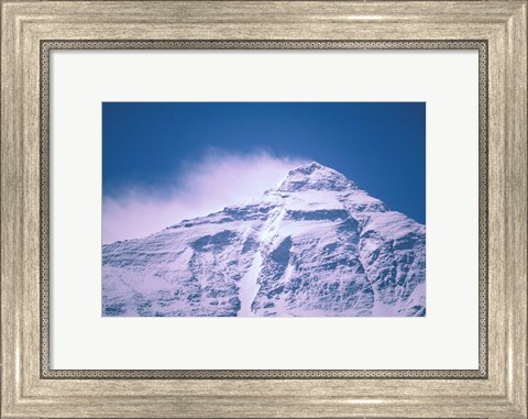 Framed Snowy Summit of Mt Everest, Tibet, China Print