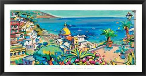 Framed Claudio Malacarne - Terrazza Su Positano Size 39.5x19.75 Print