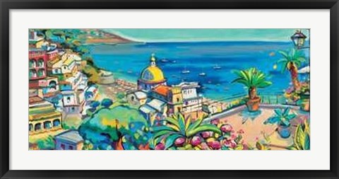 Framed Claudio Malacarne - Terrazza Su Positano Size 39.5x19.75 Print