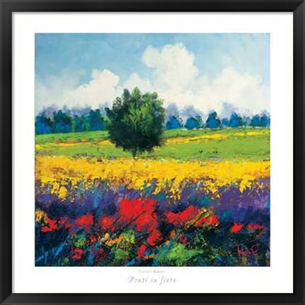 Framed Claudio Rabino - Prati in Fiore Size 27.5x27.5 Print