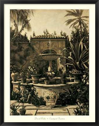 Framed David Parks - Courtyard Fountain Size 27.5x35.5 Print