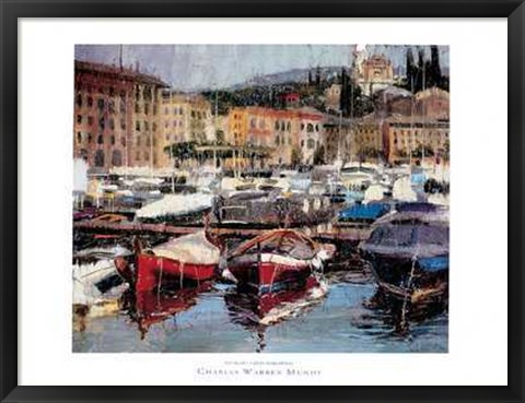 Framed Red Boats Santa Margherita Print