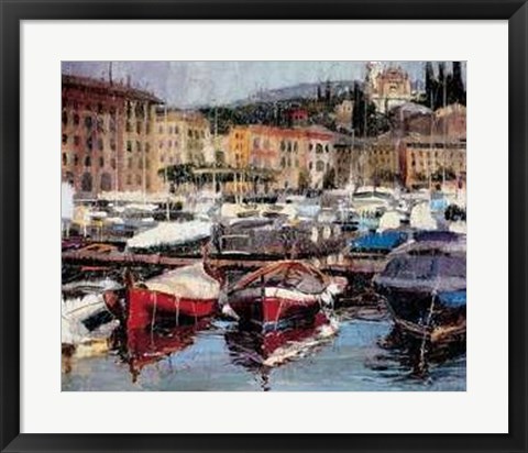 Framed Red Boats Santa Margherita Print