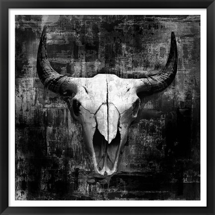 Framed Black Cowskull Print