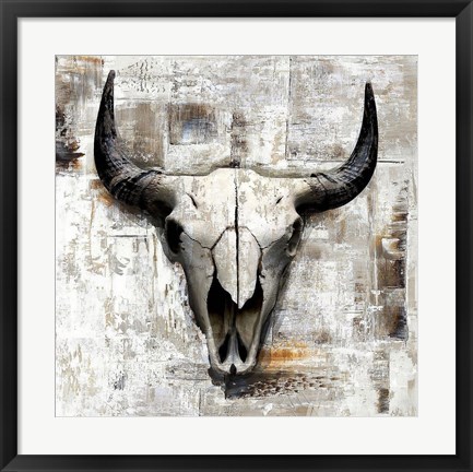 Framed White Cowskull Print