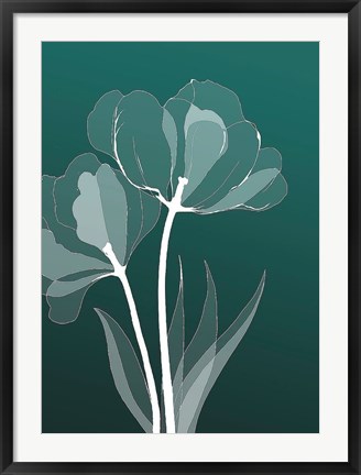 Framed X-ray Flowers Green Print