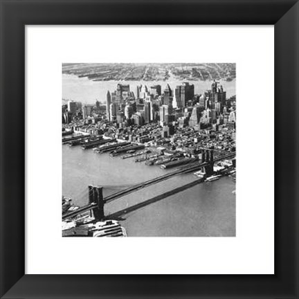 Framed Manhattan and Brooklyn Bridge, NYC Print