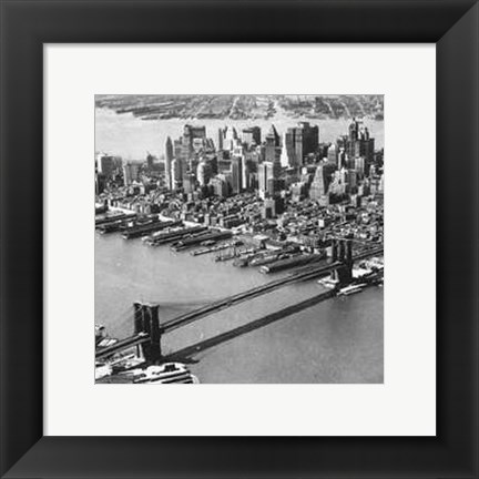 Framed Manhattan and Brooklyn Bridge, NYC Print