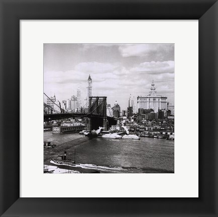 Framed Brooklyn Bridge NYC 1938 Print