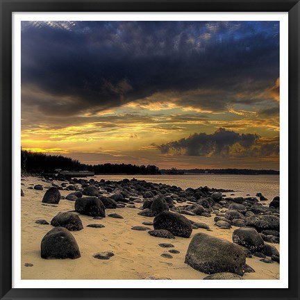 Framed Rocks on Beach 1 Print