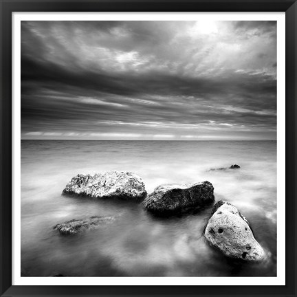 Framed Rocks on Beach 3 Print