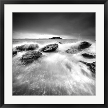 Framed Waves on Rocks 1 Print