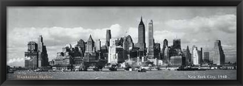 Framed Manhattan Skyline NYC 1940 Print