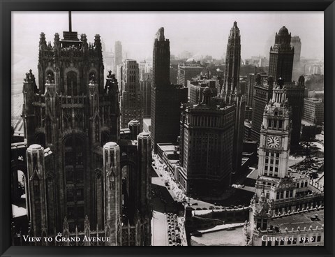 Framed View to Grand Ave Chicago &#39;30 Print