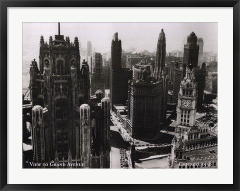 Framed View to Grand Ave Chicago &#39;30 Print