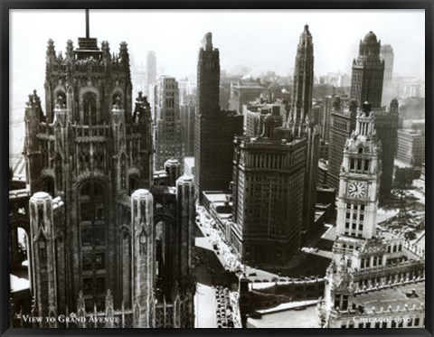 Framed View to Grand Ave Chicago &#39;30 Print