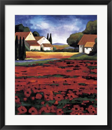 Framed Poppy Field I Print