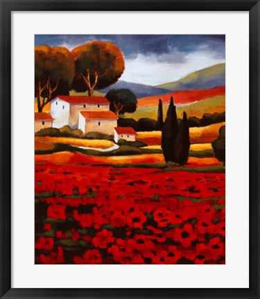 Framed Poppy Field II Print