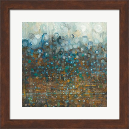 Framed Blue and Bronze Dots Print