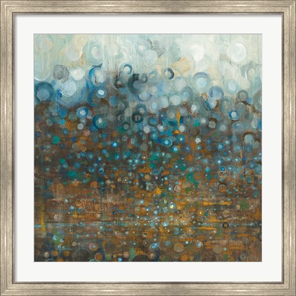 Framed Blue and Bronze Dots Print